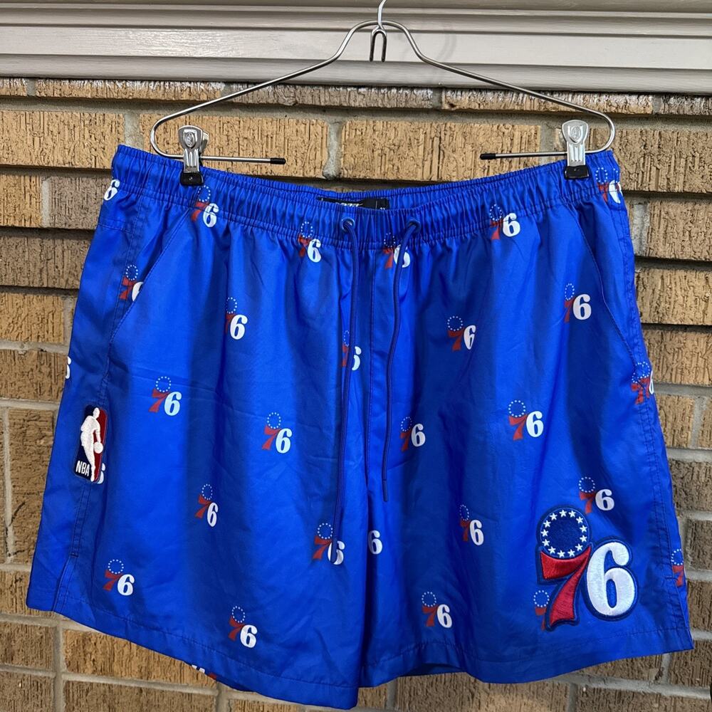 Mens Pro Standard Royal Blue NBA Philadelphia 76ers All Over Log Shorts Size 2XL